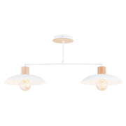 Plafoniera scandinava bianca/legno Kobe 2xE27 Emibig