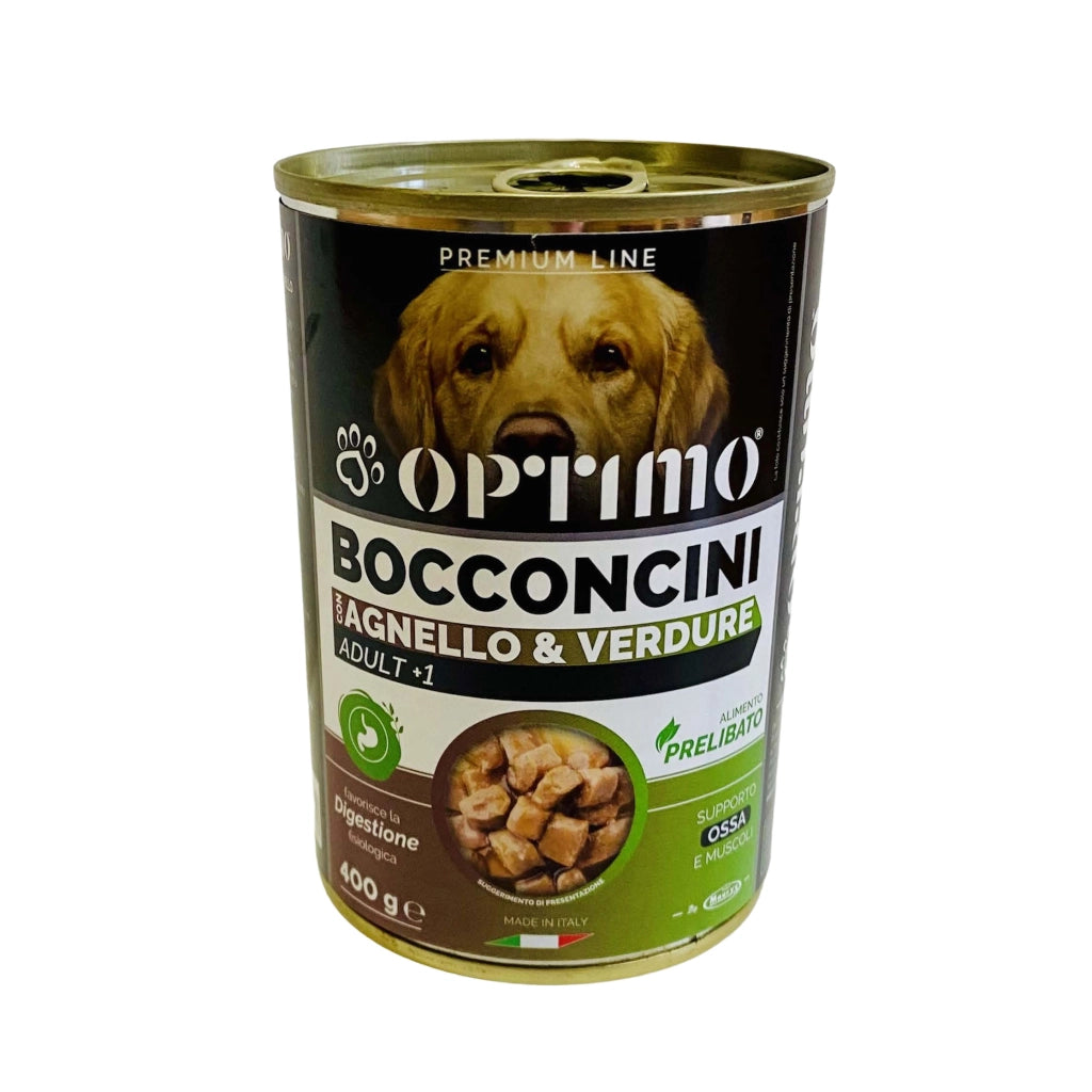 OPTIMO BOCCONCINI PER CANE AL GUSTO DI AGNELLO E VERDURE DA 400 GR
