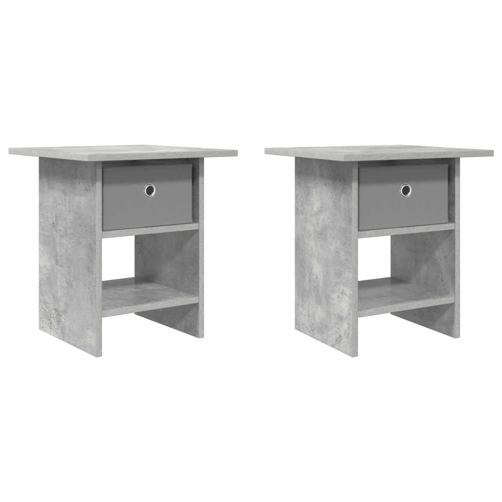 Set di 2 Comodini | Armadio da Notte | Mobiletto da notte Grigio cemento 41 x 40 x 45 cm Legno multistrato