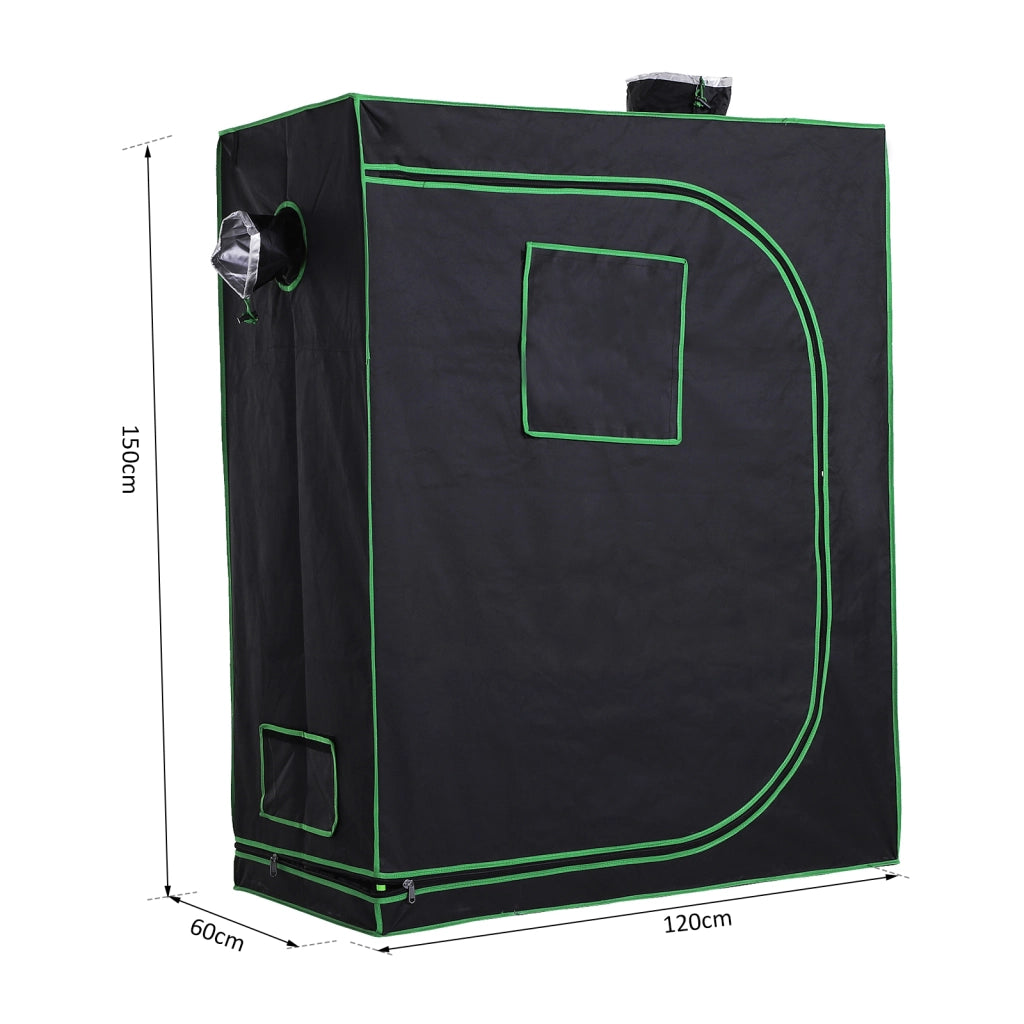 Serra Idroponica in Mylar con Prese d'Aria Regolabili per Coltivazione da Interno, 120x60x150cm, Nero