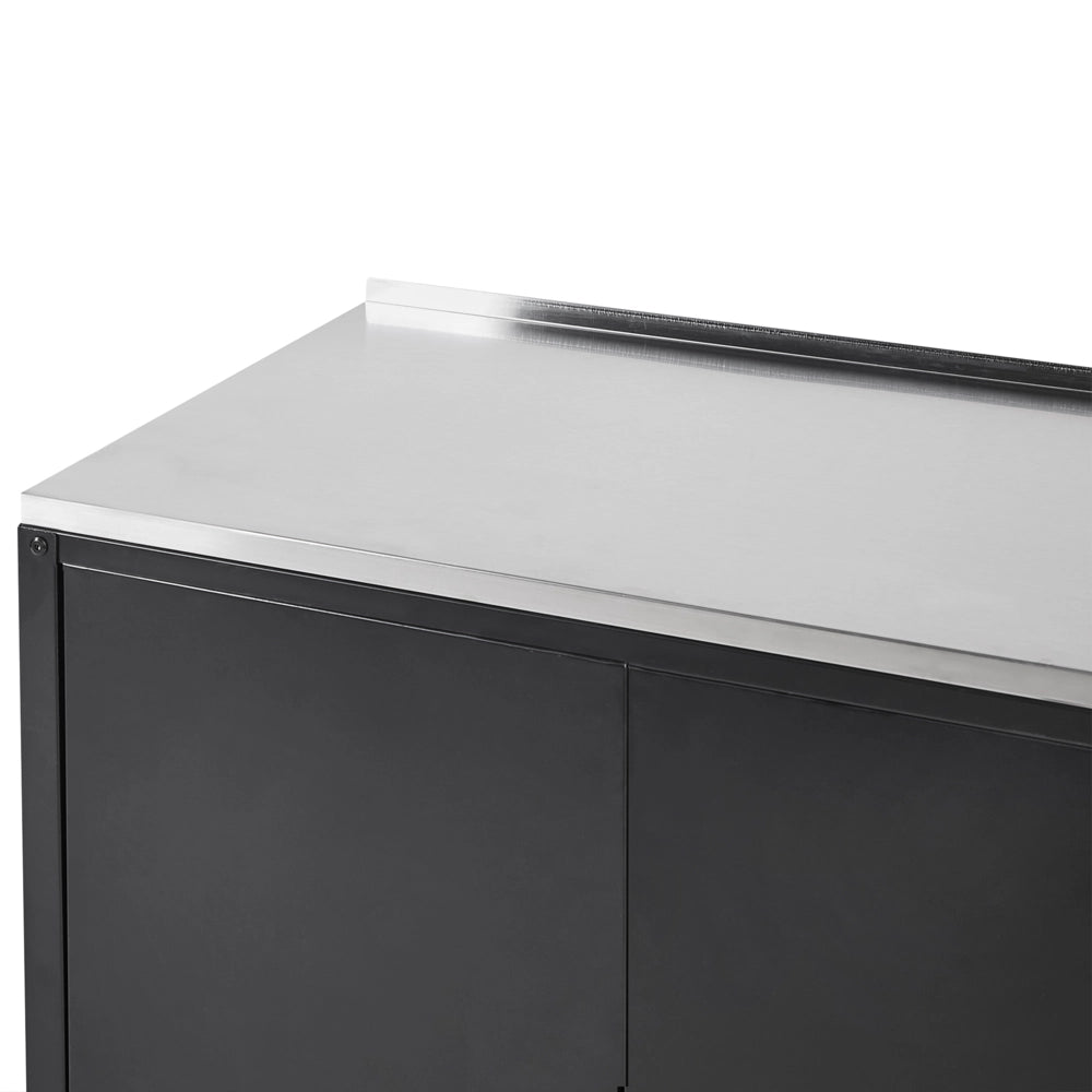 Armadietto da giardino in acciaio inox di colore nero con 2 ante giardino cucina esterno