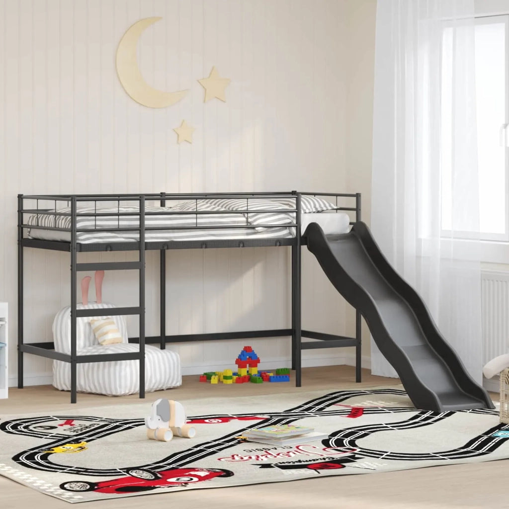 Letto loft per bambini con scivolo Nero e antracite 42020777