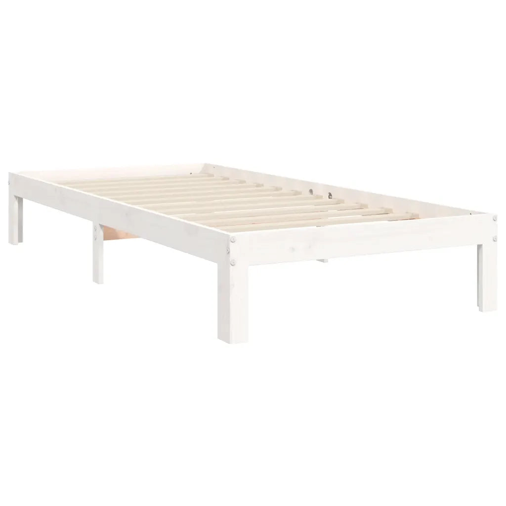 Giroletto senza Materasso-Struttura Letto Bianco 90x200 cm Legno Massello Pino 611859
