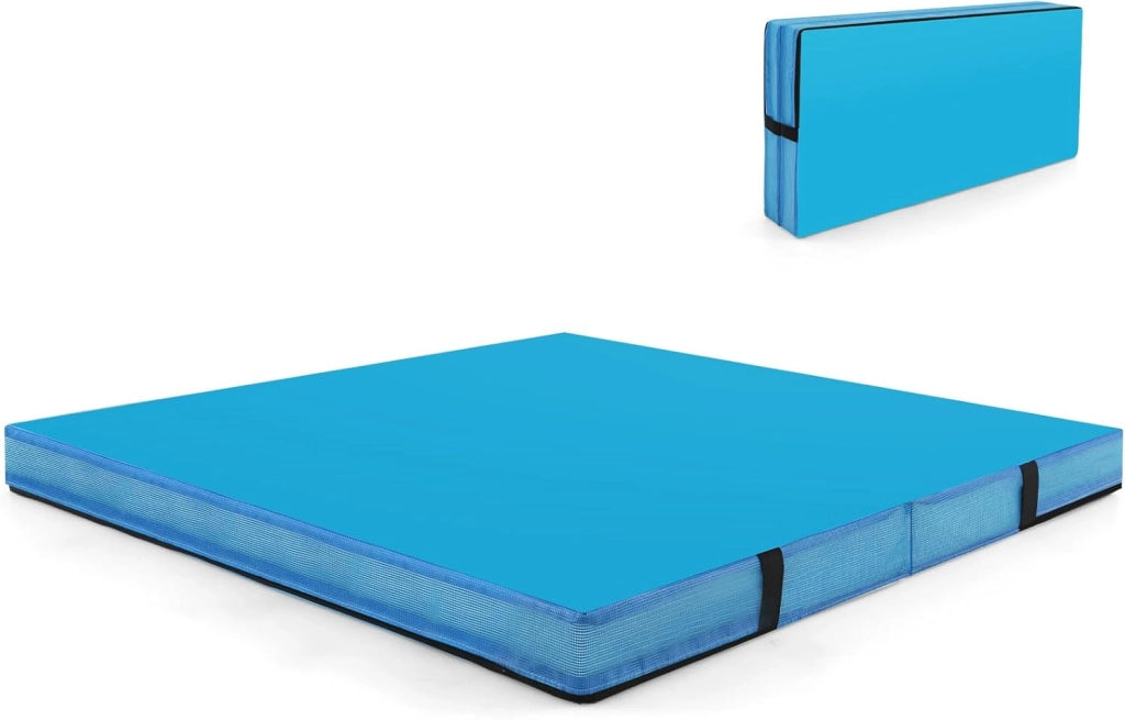 Tappetino FitnessPieghevole, Materassino per Ginnastica e Acrobatica con Rivestimento in Pelle Sintetica e Maniglie, per Esercizi a Casa per Yoga, Stretching e Pilates
