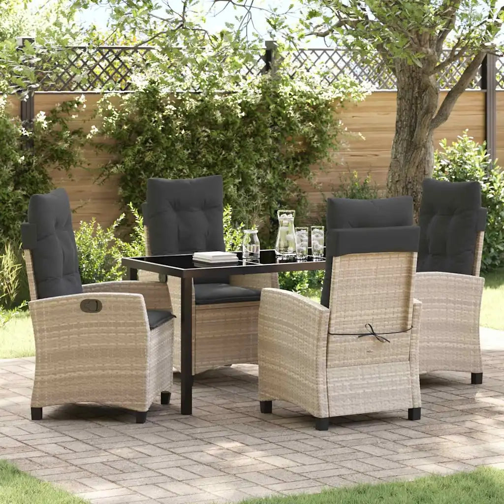 Set da Pranzo per Giardino 5 pcs Grigio chiaro polyrattan