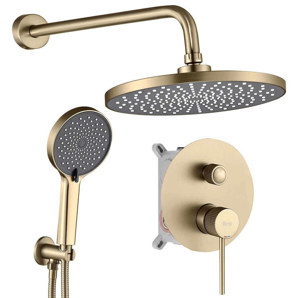 Set Doccia Da Incasso Rea Lungo Stripe Gold Brush + Box