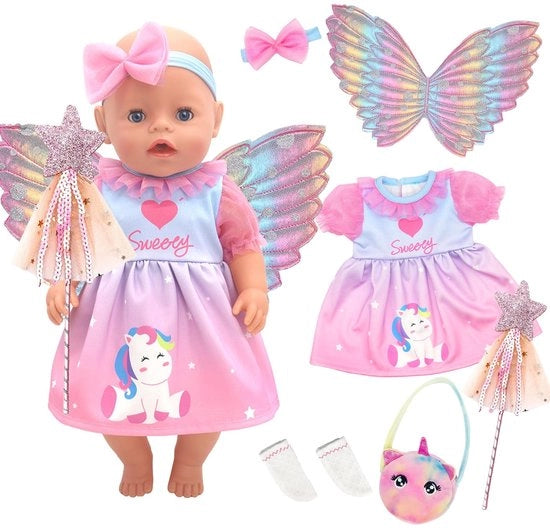 Abito per bambola 18 Pollici - Ali Rosse - Vestiti per bambole - Abito per bambole - Giochi - Adatto per bambole di 43 cm - Abito per bambole