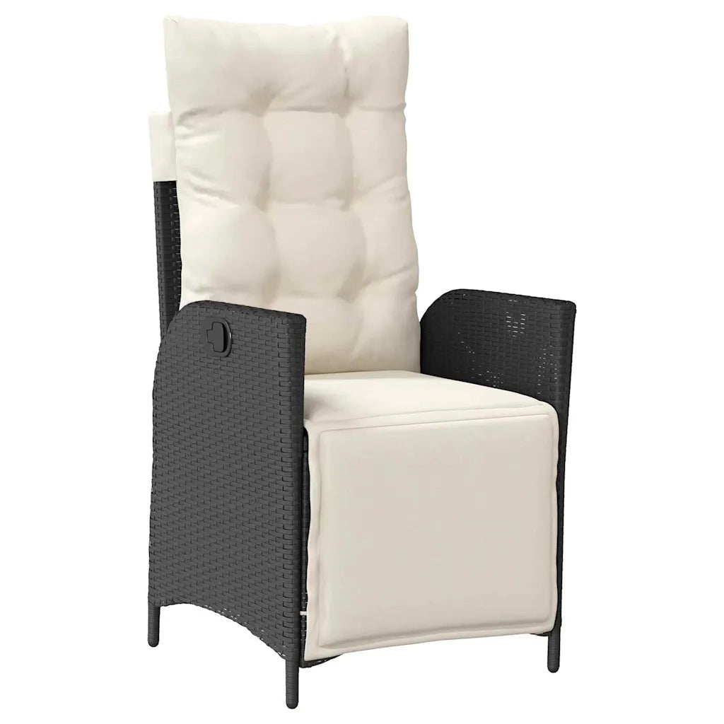 Set da Pranzo per Giardino con cuscino 7 pcs Nero polyrattan