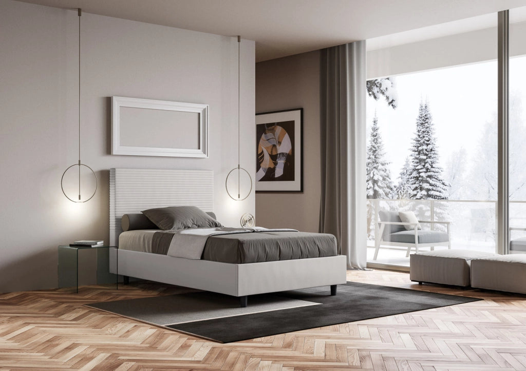 Letto 1 Piazza e Mezzo 120x200 cm con Rete Focus Bianco