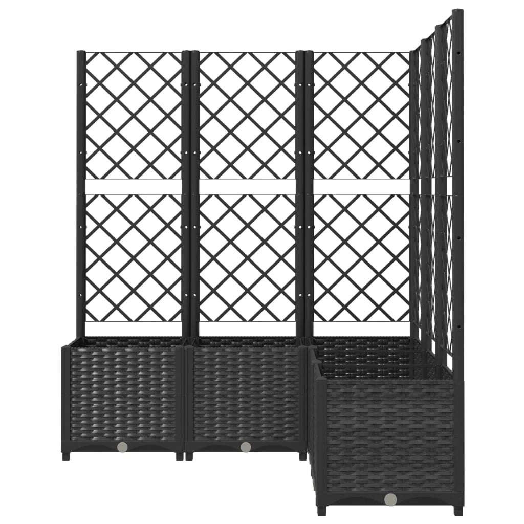 Fioriera rialzata per piante fiori patio giardino con traliccio 120 x 120 x 136 cm PP nero 02_0038229