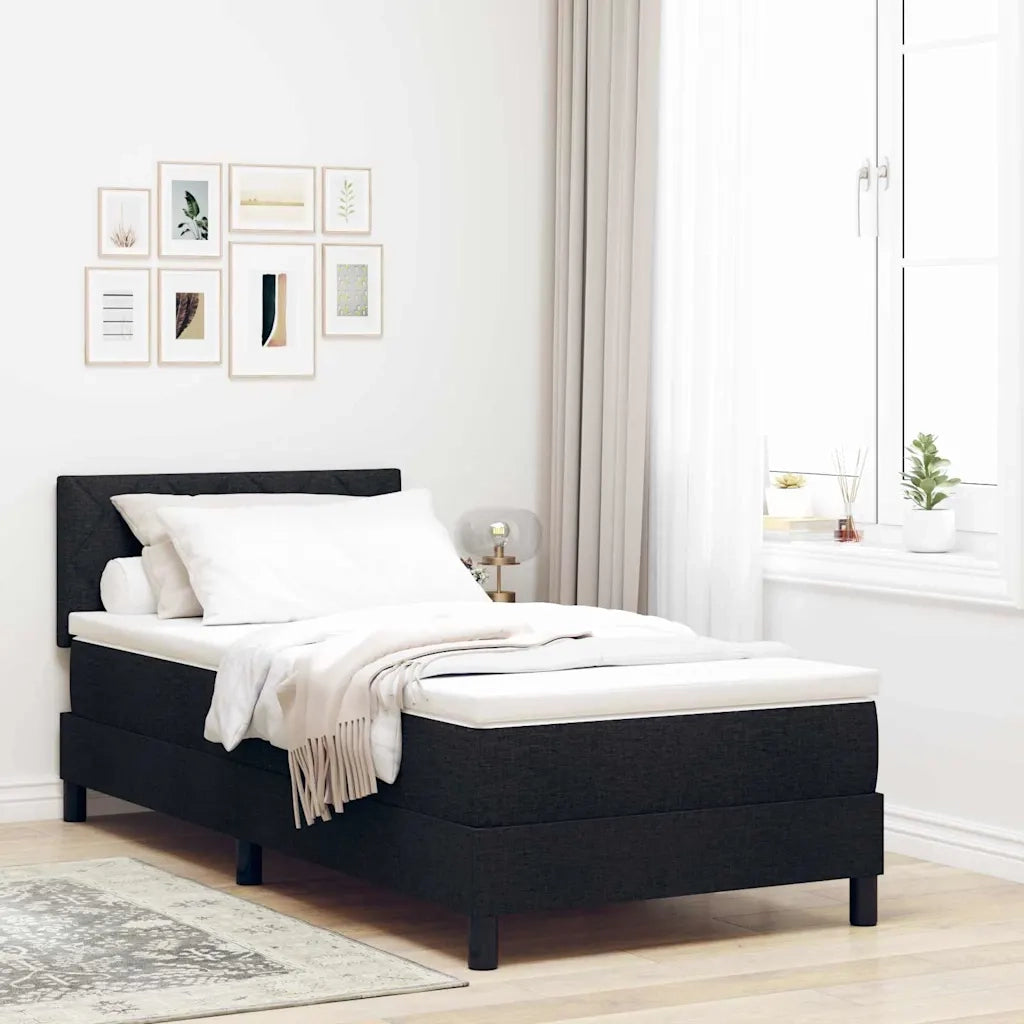 Letto a molle con testiera Nero 90 x 190 cm Tessuto 3338729