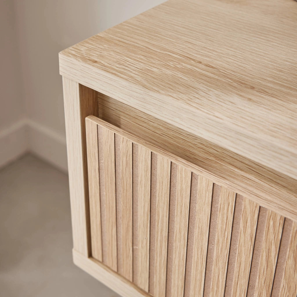 Set 2 comodini effetto legno con cassetto, marrone naturale