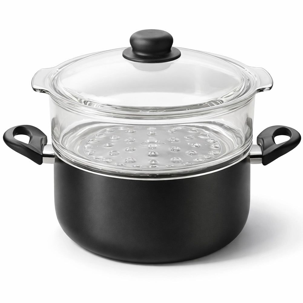 Casseruola Con Vaporiera 20 cm In Vetro e Alluminio Fuoco & Idee MADE IN ITALY