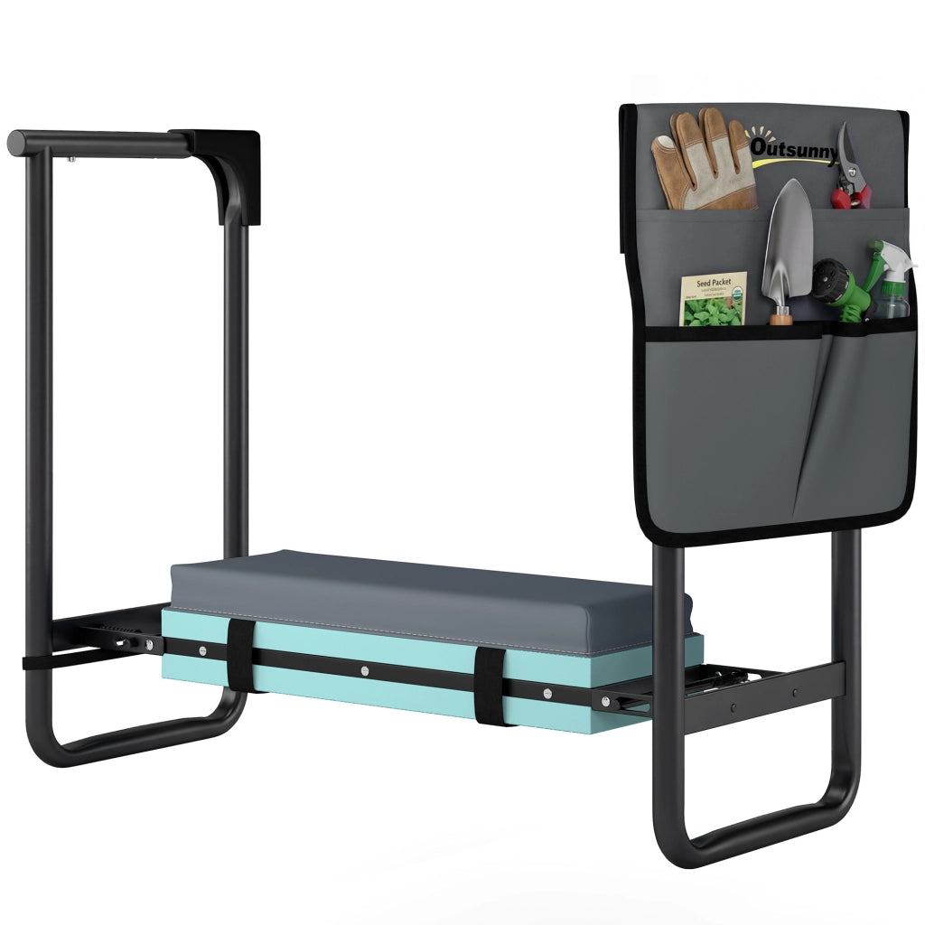 Sgabello da giardino pieghevole con cuscino e tasche ¨C Minimal ¨C grigio scuro