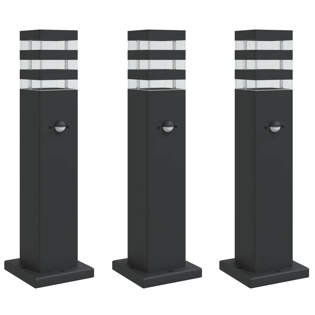 Lampade Terra per Esterni con Sensori 3 pz Nere 50cm Alluminio CFW9879031