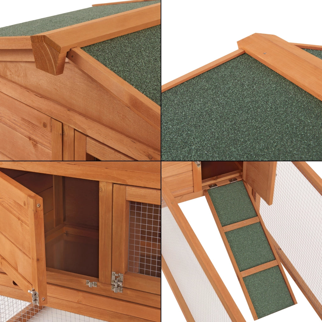 Conigliera 'Oberursel' (AxLxP): 68 x 156 x 52 cm Gabbia Recintata con Casetta in Legno [en.casa]