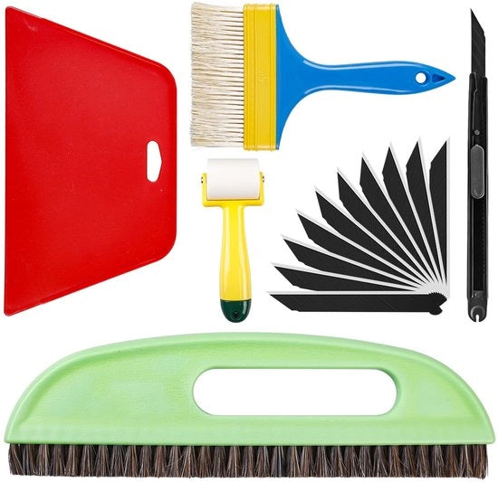 Set di carta da parere 6 pezzi - Pennello per carta da parere - Strumenti per la lavorazione del legno - Rullo per la lavorazione del legno - Tela da parere - Materiali resistenti - Strumenti per la carta da parere