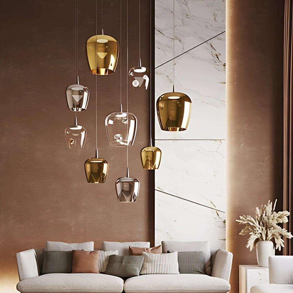 Zafferano Lampada a sospensione Bilia 230V LED 8W 2700K Vetro borosilicato Nero-Argento, design a campana di ispirazione artigianale made in Italy
