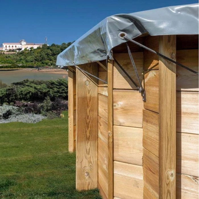 Copertura Invernale in PVC 580 gr/m² per piscine in legno Gre - Copertura Invernale In Pvc 580 Gr/m² Per Piscine In Legno Gre  Copertura Invernale 8,92 X 4,95 M Per Piscina Ottagonale Allungata In Legno Gre 8,52 X Dimensione piscina: 6.37 x 4.12 m