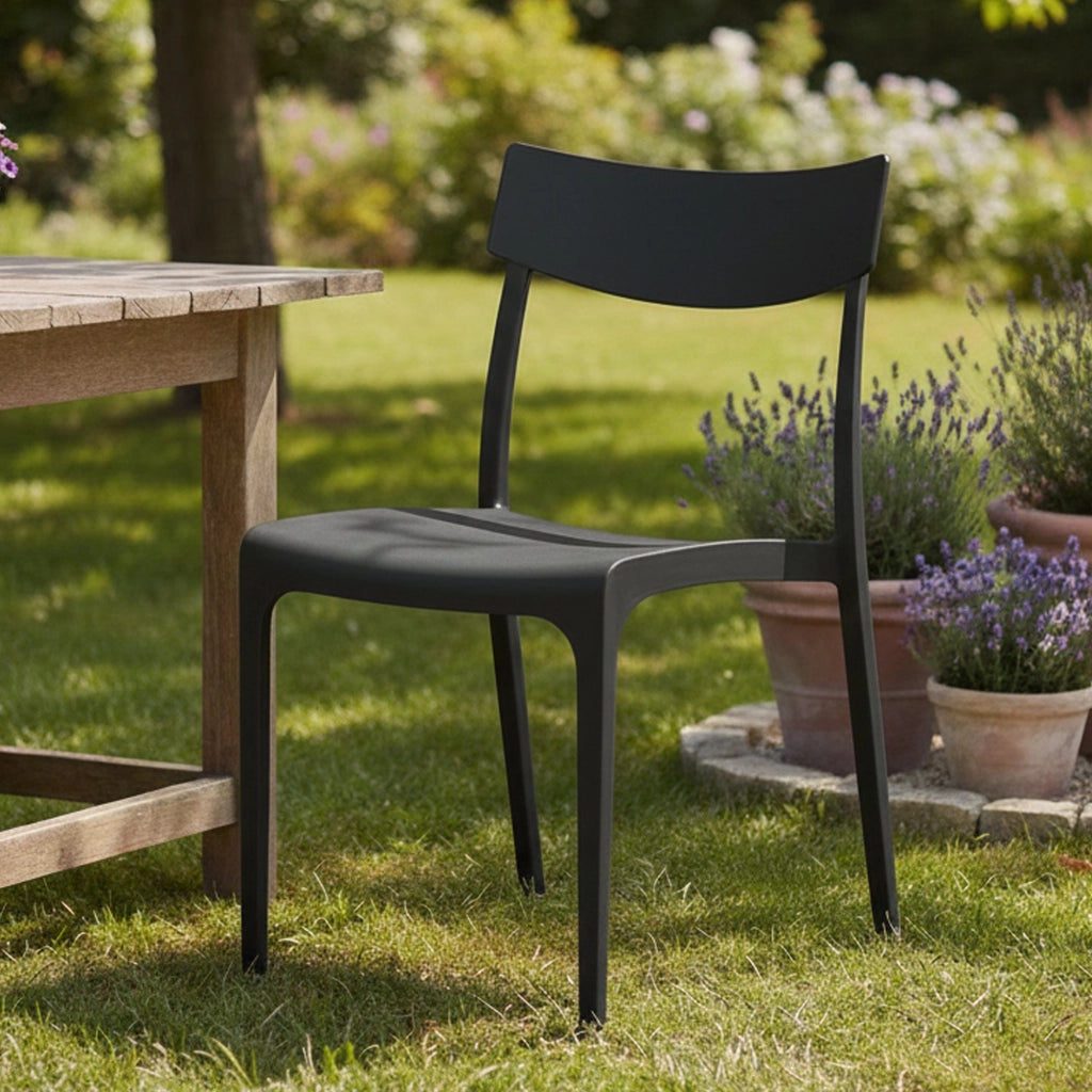 Sedia da esterno Lupia, Seggiola da giardino, Seduta outdoor multiuso, Panchina da giardino, Made in Italy, 54x46 h80 cm, Antracite