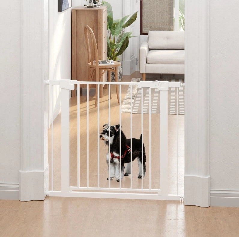Cancelletto di sicurezza ULEVR 75-96x76 cm in acciaio bianco, montaggio a pressione e chiusura automatica