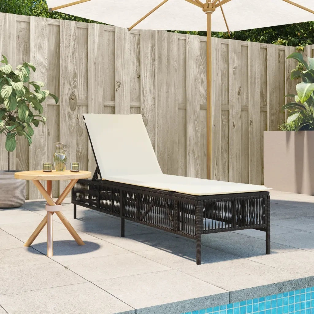 Lettino Prendisole con Cuscino Marrone in Polyrattan 4002738