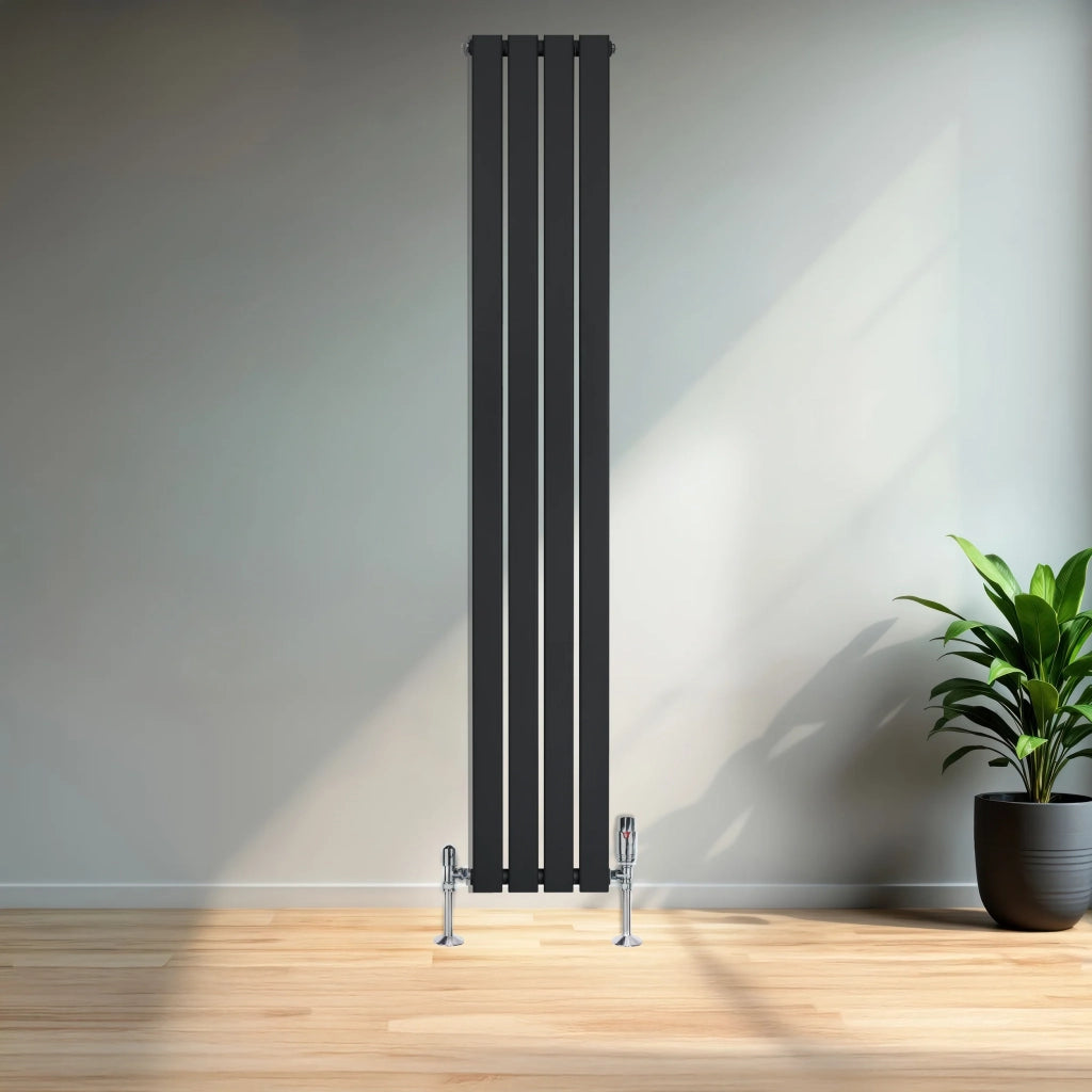 Radiatore Verticale Design Piatto Colonna Singola Nero 1800x280 mm