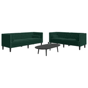 Set Divani Chesterfield 2pz con Cuscini Verde Scuro Velluto