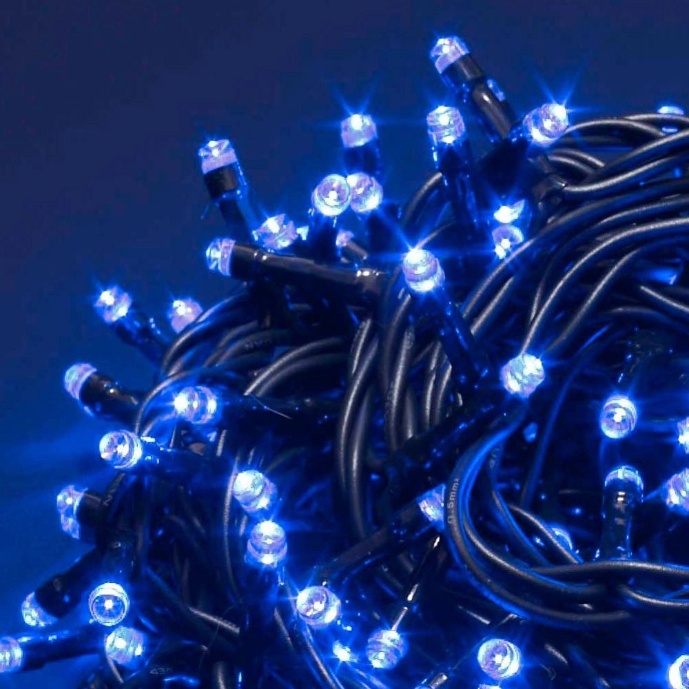 Trade Shop - Catena Luminosa 1000 Luci Led Lucciole Blu Controller 8 Funzioni Interno Esterno -