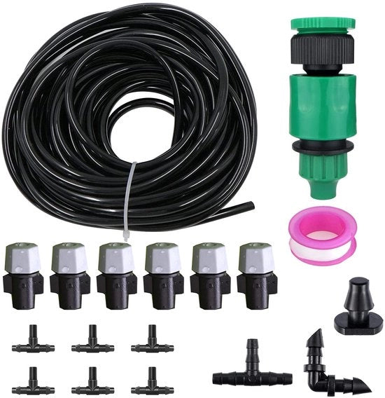 Sistema di irrigazione 5 Metri - Micro-gocce - Sistema di irrigazione automatico - Bocchetta regolabile - Kit di irrigazione - Gomma di alta qualità - Irrigazione a gocce