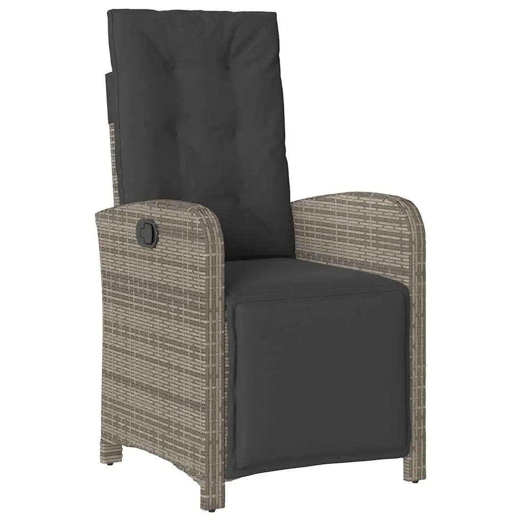 Set da Pranzo per Giardino con cuscino 3 pcs Grigio polyrattan
