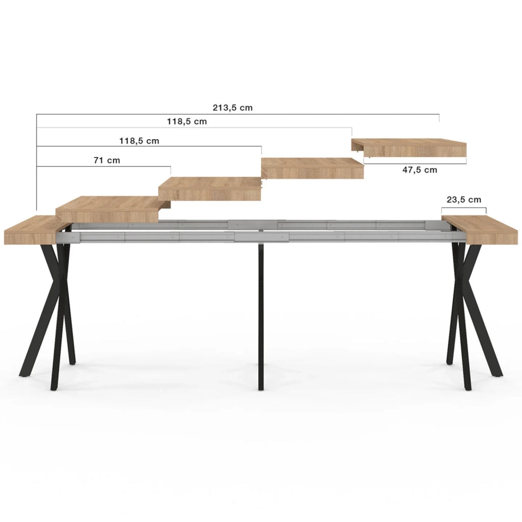 IDMarket - Consolle allungabile ALIX, 10 posti, 235 cm, design industriale