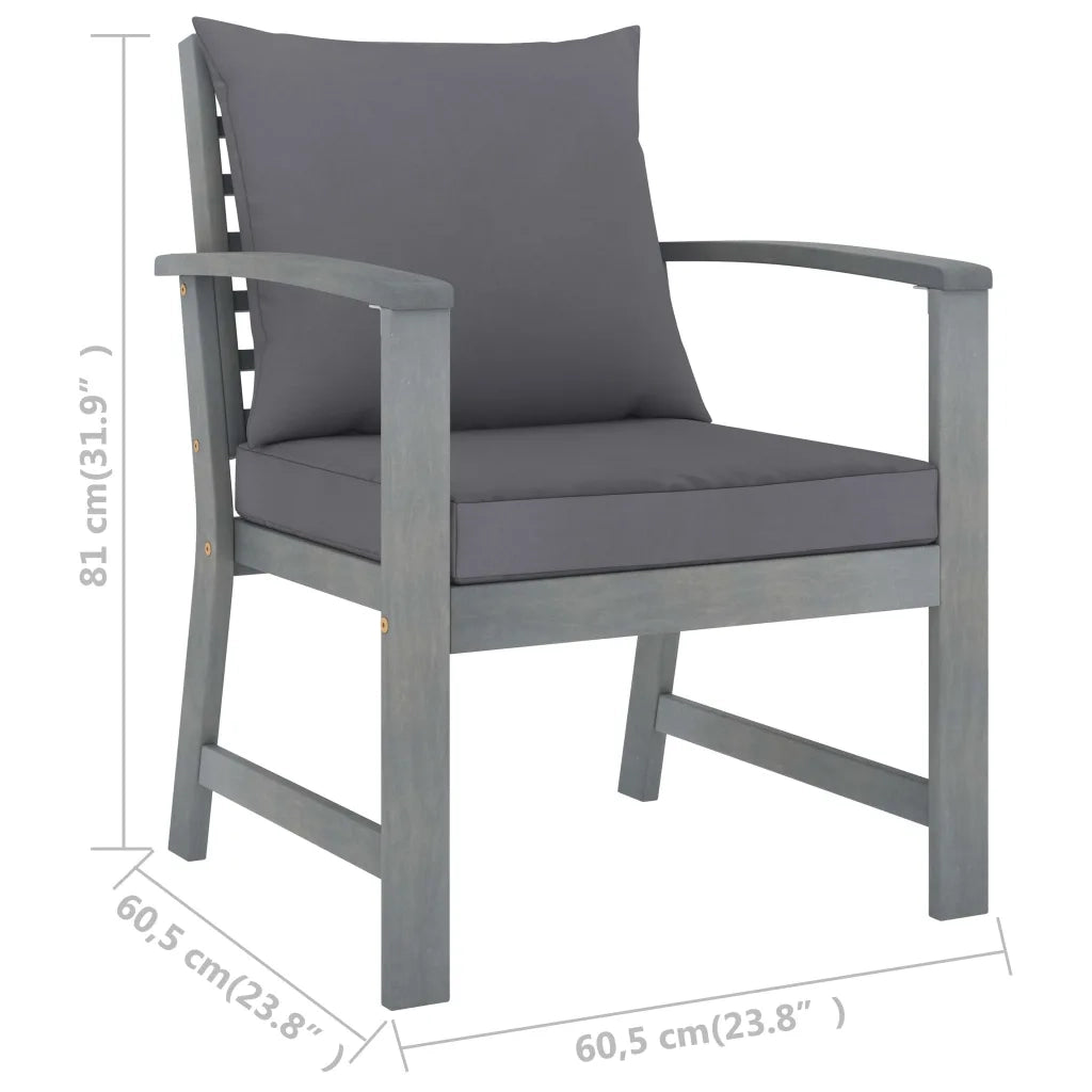 Set Divani da Giardino 5 pz con Cuscini in Legno Acacia Grigio 3057785