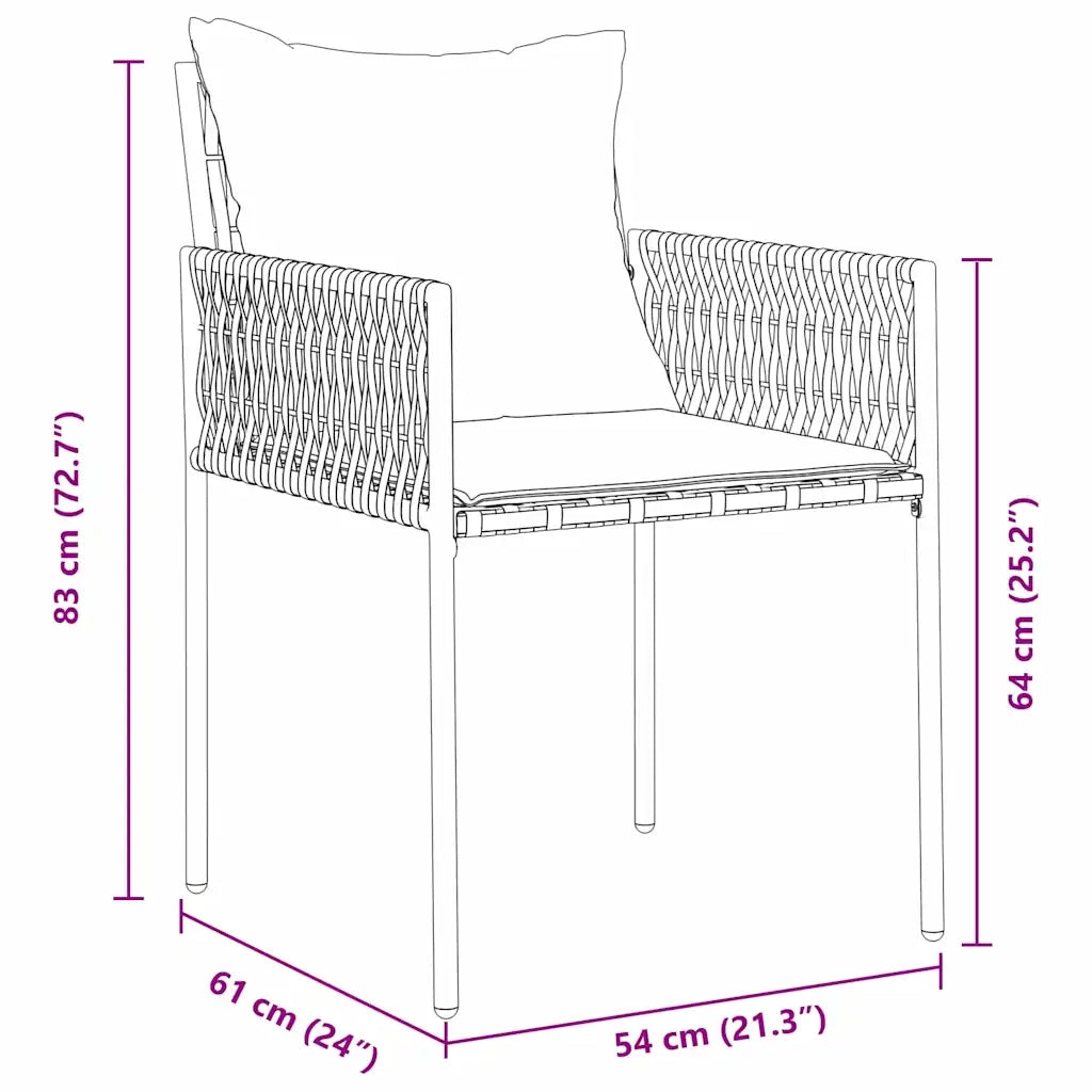 Set da Pranzo per Giardino 5 pcs Marrone e Nero Rattan in PE 3379094