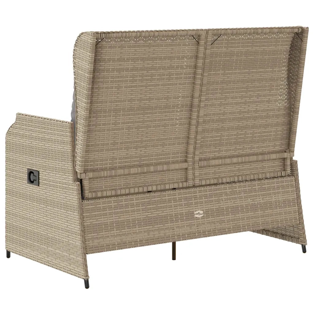 Panchina Reclinabile da Giardino | Panca da Giardino con Cuscini Beige in Polyrattan