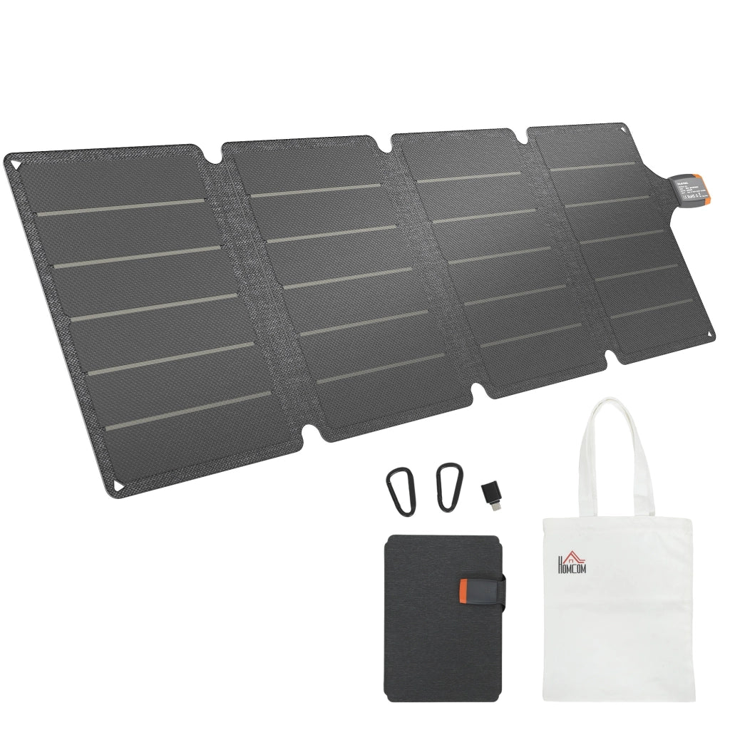 Pannello Solare Portatile Pieghevole 36W con USB-A e USB-C IP67 ¨C Minimal ¨C Grigio