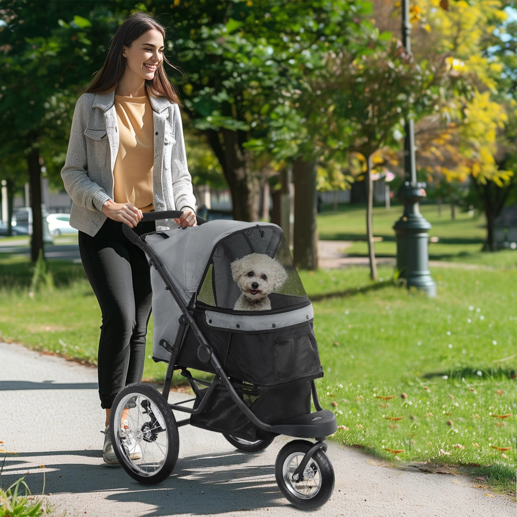 Carrello per cani pieghevole con cesto ¨C zephmum ¨C grigio