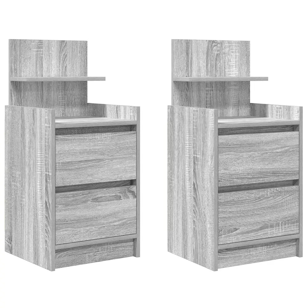 Comodini con 2 Cassetti 2 pz Grigio Sonoma 38x34x80 cm 861366