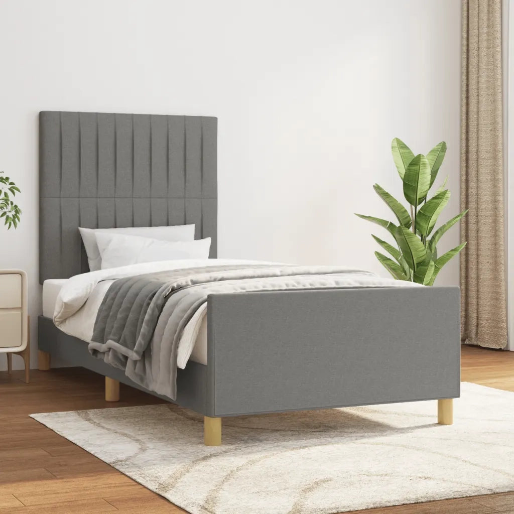 Letto singolo | Letto per adulti | Giroletto senza Materasso Grigio Scuro 90x200 cm Tessuto
