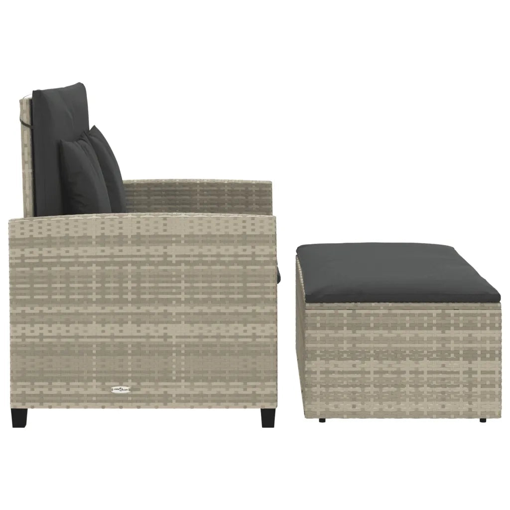 Divano da Giardino con Cuscini 2 Posti Grigio Chiaro Polyrattan 365137