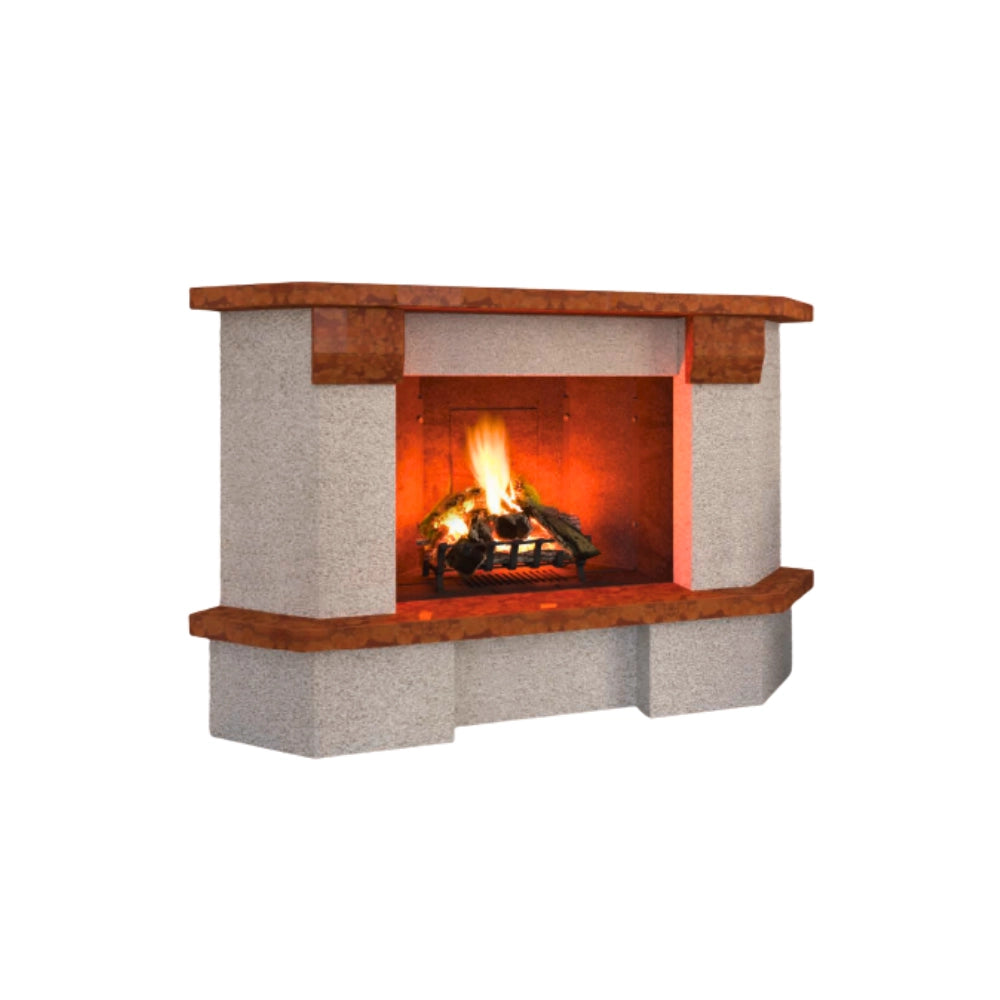 Camino vienna con rivestimento focolare refrattario m100 angolare pietra marmo