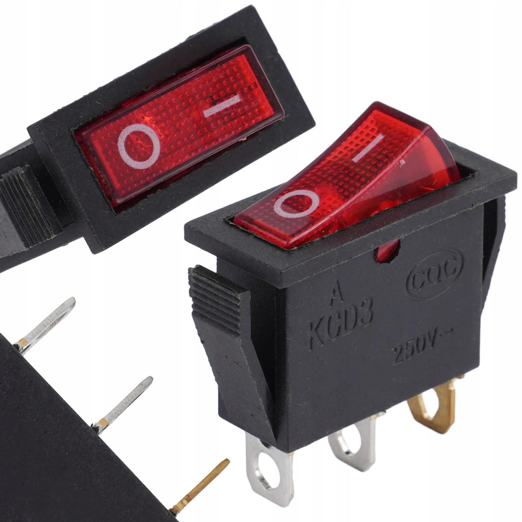 Interruttore a Bilanciere KCD3 15A 250V ON-OFF – Alta Resistenza, Illuminato | 3 Pin, 2 Posizioni