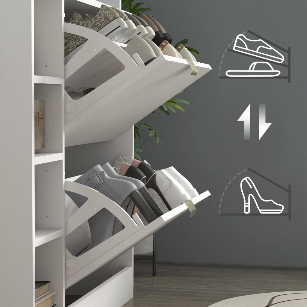Mobiletto per Scarpe con Cassetti e Ripiani Aggiustabili ¨C Minimal ¨C Bianco 89x25x92 cm