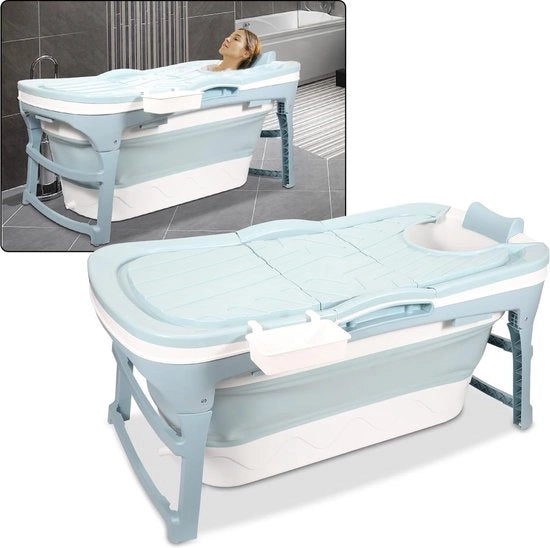 Ligbad opvouwbaar per adulti - Bagno da letto pieghevole - Bagno da letto libero - XL-132x60x50cm - Blu