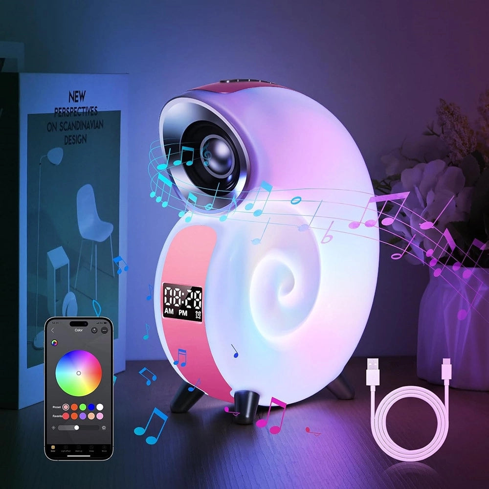 Trade Shop - Lampada Da Tavolo Intelligente Sveglia Luce Led Bluetooth Musica Per Adulti Bambini -