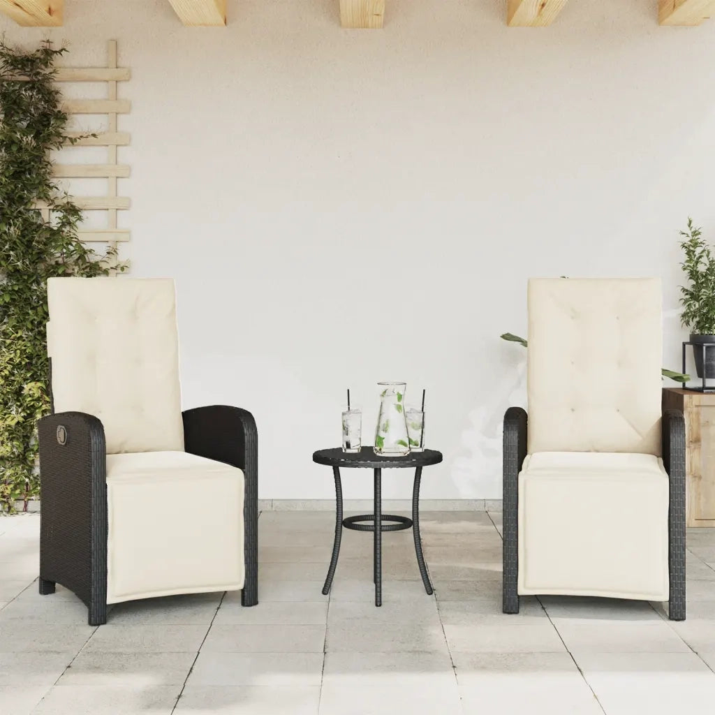 Set da Bistrò 3 pz con Cuscini Nero in Polyrattan 365200