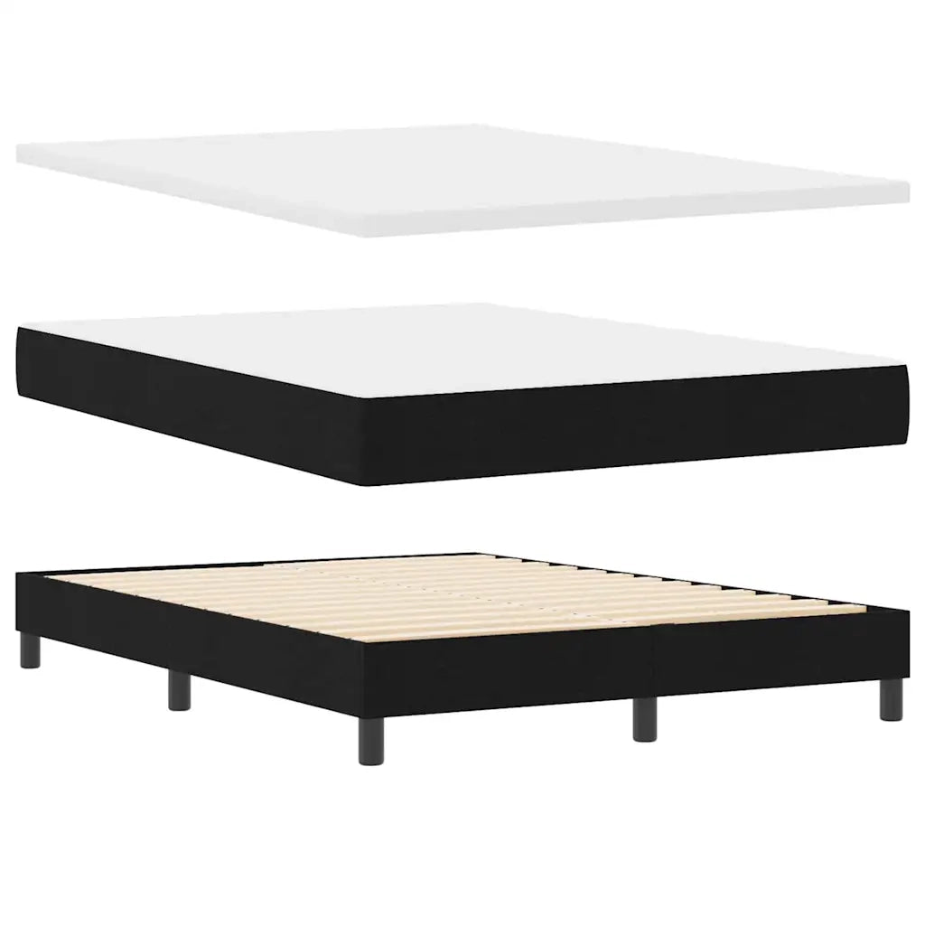 Letto a molle con materasso con led Nero 160 x 200 cm Tessuto