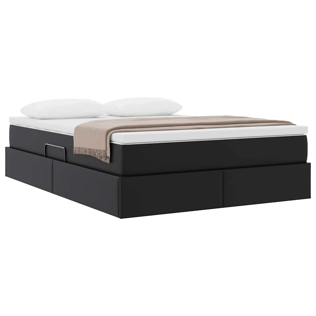 Letto con contenitore e materasso Nero 140 x 190 cm