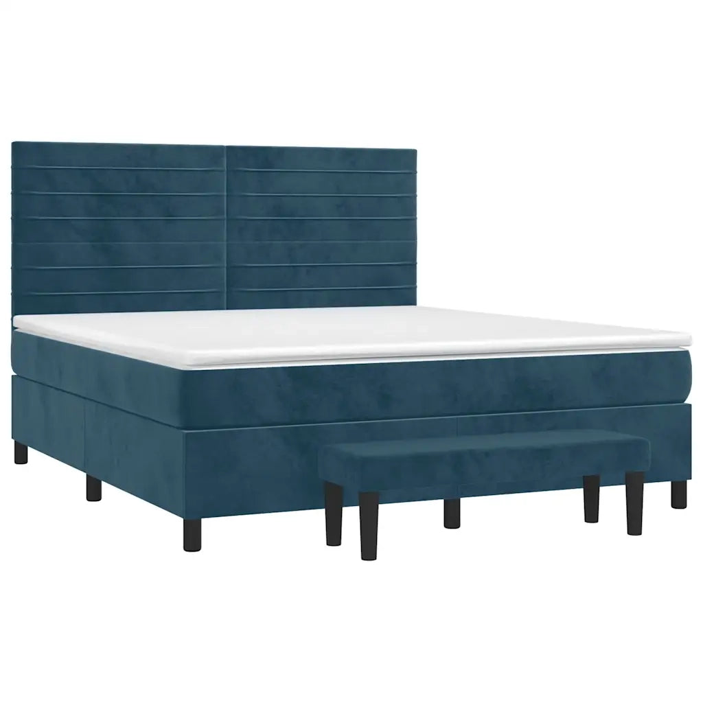 Giroletto a Molle con Materasso Blu Scuro 160x200 cm in Velluto