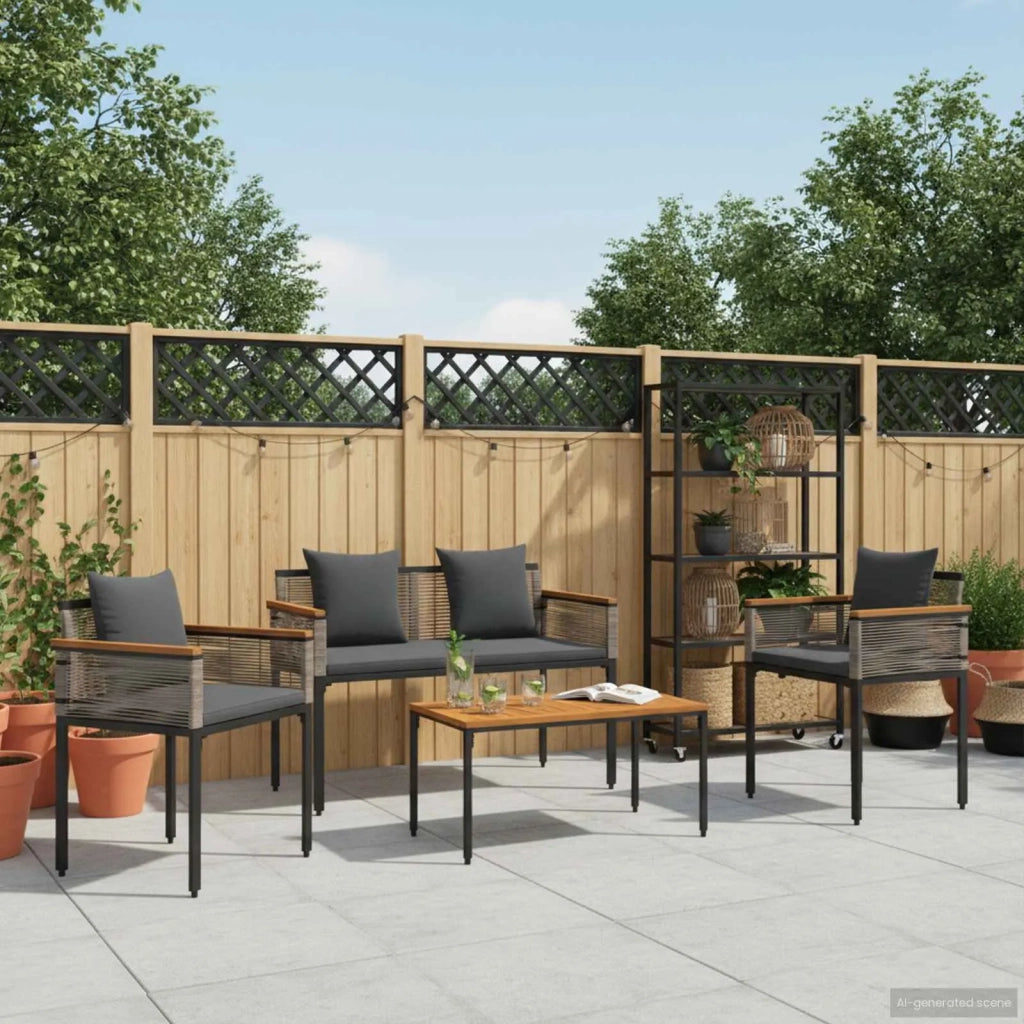 Set di Mobili da Esterno Grigio e Grigio Scuro polyrattan 42025227